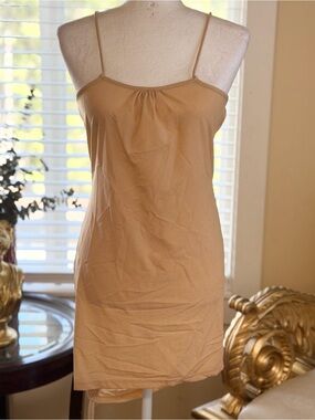 Beige Spaghetti Strap Slip Dress
